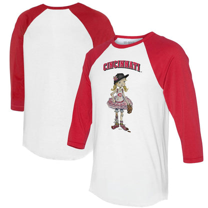Cincinnati Reds Tiny Turnip Women's Babes 3/4-Sleeve Raglan T-Shirt - White/Red