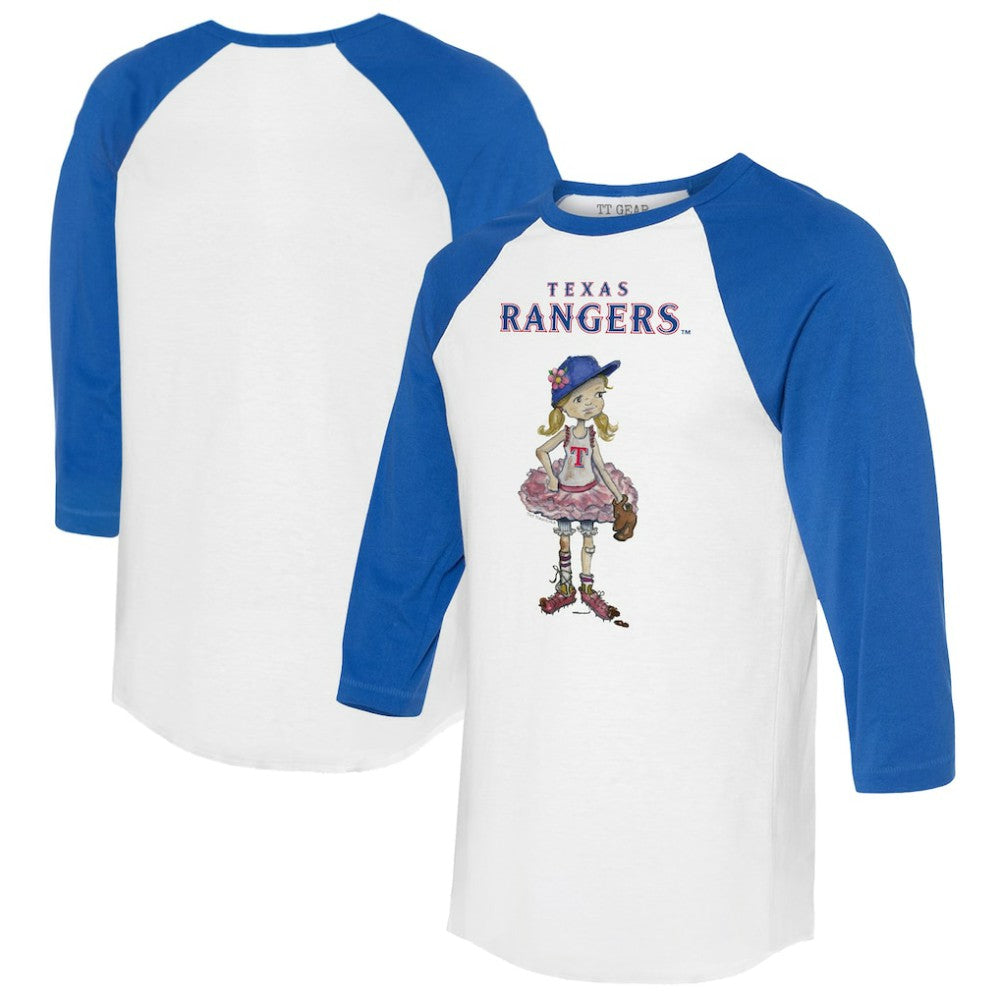 Texas Rangers Tiny Turnip Women's Babes 3/4-Sleeve Raglan T-Shirt - White/Royal