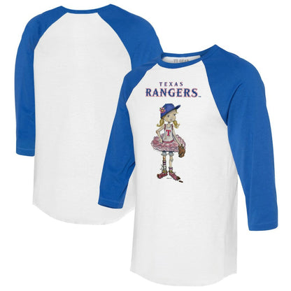 Texas Rangers Tiny Turnip Women's Babes 3/4-Sleeve Raglan T-Shirt - White/Royal