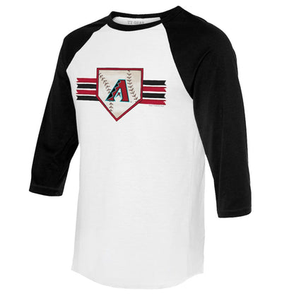 Arizona Diamondbacks Tiny Turnip Women's Base Stripe 3/4-Sleeve Raglan T-Shirt - White/Black