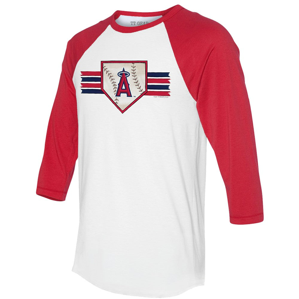 Los Angeles Angels Tiny Turnip Women's Base Stripe 3/4-Sleeve Raglan T-Shirt - White/Red