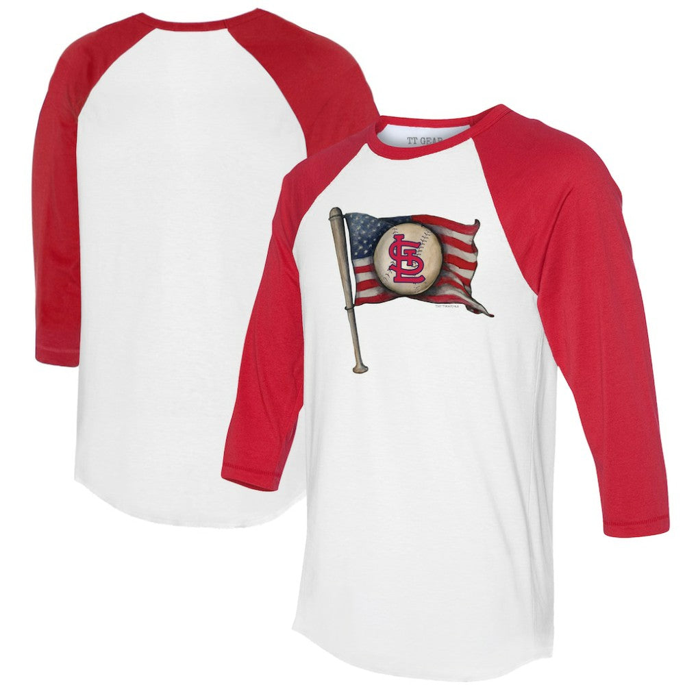 St. Louis Cardinals Tiny Turnip Women's Baseball Flag 3/4-Sleeve Raglan T-Shirt - White/Red