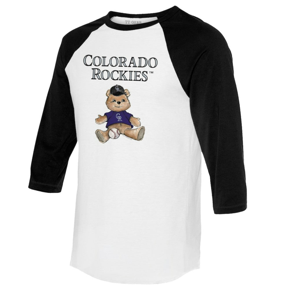 Colorado Rockies Tiny Turnip Women's Teddy Boy 3/4-Sleeve Raglan T-Shirt - White/Black