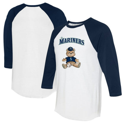 Seattle Mariners Tiny Turnip Women's Teddy Boy 3/4-Sleeve Raglan T-Shirt - White/Navy