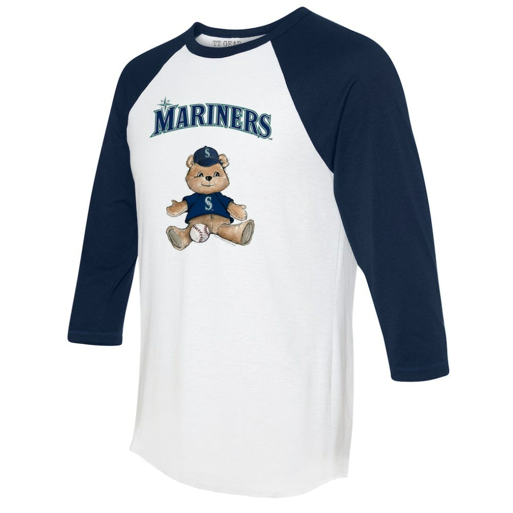 Seattle Mariners Tiny Turnip Women's Teddy Boy 3/4-Sleeve Raglan T-Shirt - White/Navy