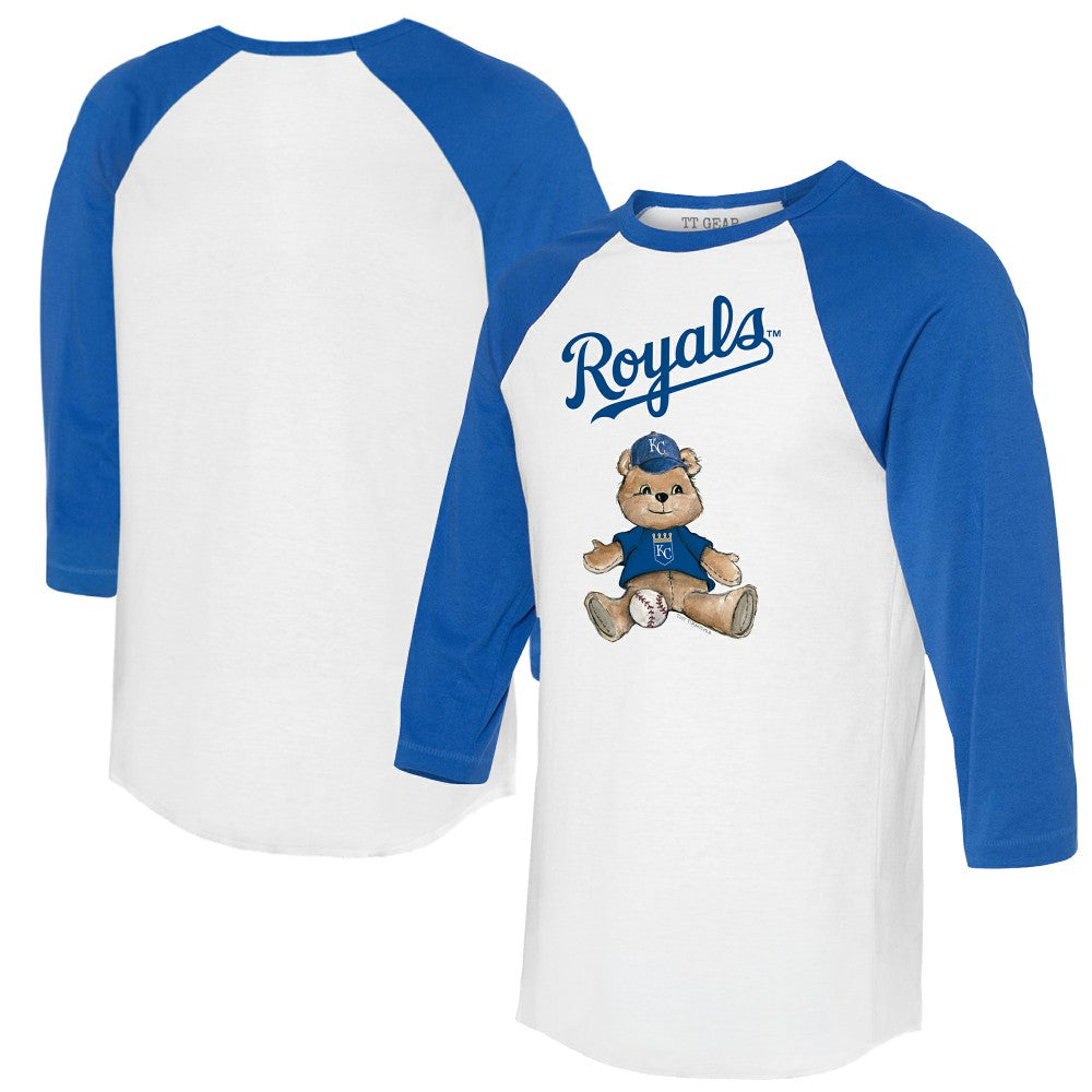 Kansas City Royals Tiny Turnip Women's Teddy Boy 3/4-Sleeve Raglan T-Shirt - White/Royal