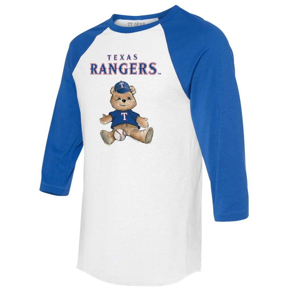 Texas Rangers Tiny Turnip Women's Teddy Boy 3/4-Sleeve Raglan T-Shirt - White/Royal