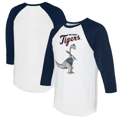Detroit Tigers Tiny Turnip Women's Bronto 3/4-Sleeve Raglan T-Shirt - White/Navy