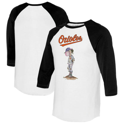 Baltimore Orioles Tiny Turnip Women's Bubbles 3/4-Sleeve Raglan T-Shirt - White/Black