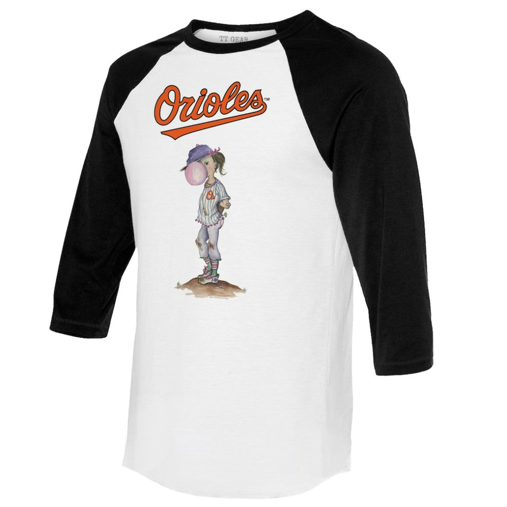 Baltimore Orioles Tiny Turnip Women's Bubbles 3/4-Sleeve Raglan T-Shirt - White/Black