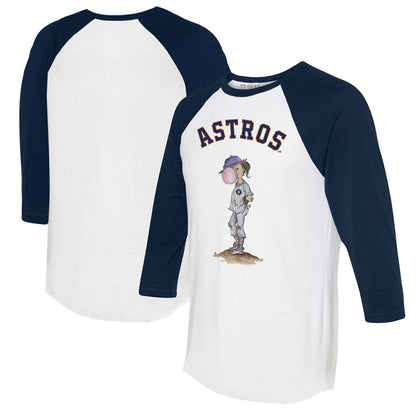 Houston Astros Tiny Turnip Women's Bubbles 3/4-Sleeve Raglan T-Shirt - White/Navy