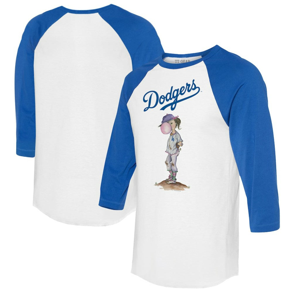 Los Angeles Dodgers Tiny Turnip Women's Bubbles 3/4-Sleeve Raglan T-Shirt - White/Royal
