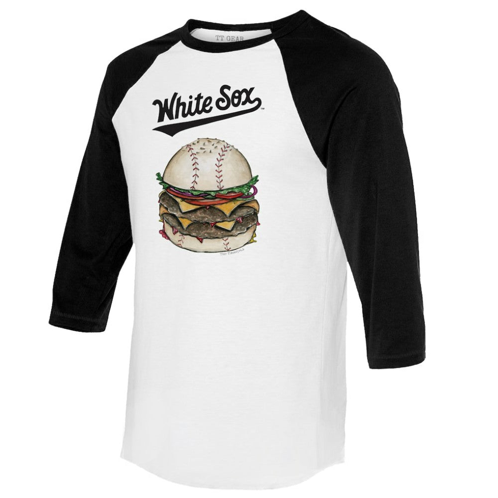 Chicago White Sox Tiny Turnip Women's Burger 3/4-Sleeve Raglan T-Shirt - White/Black