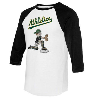 Athletics Tiny Turnip Women's Caleb 3/4-Sleeve Raglan T-Shirt - White/Black