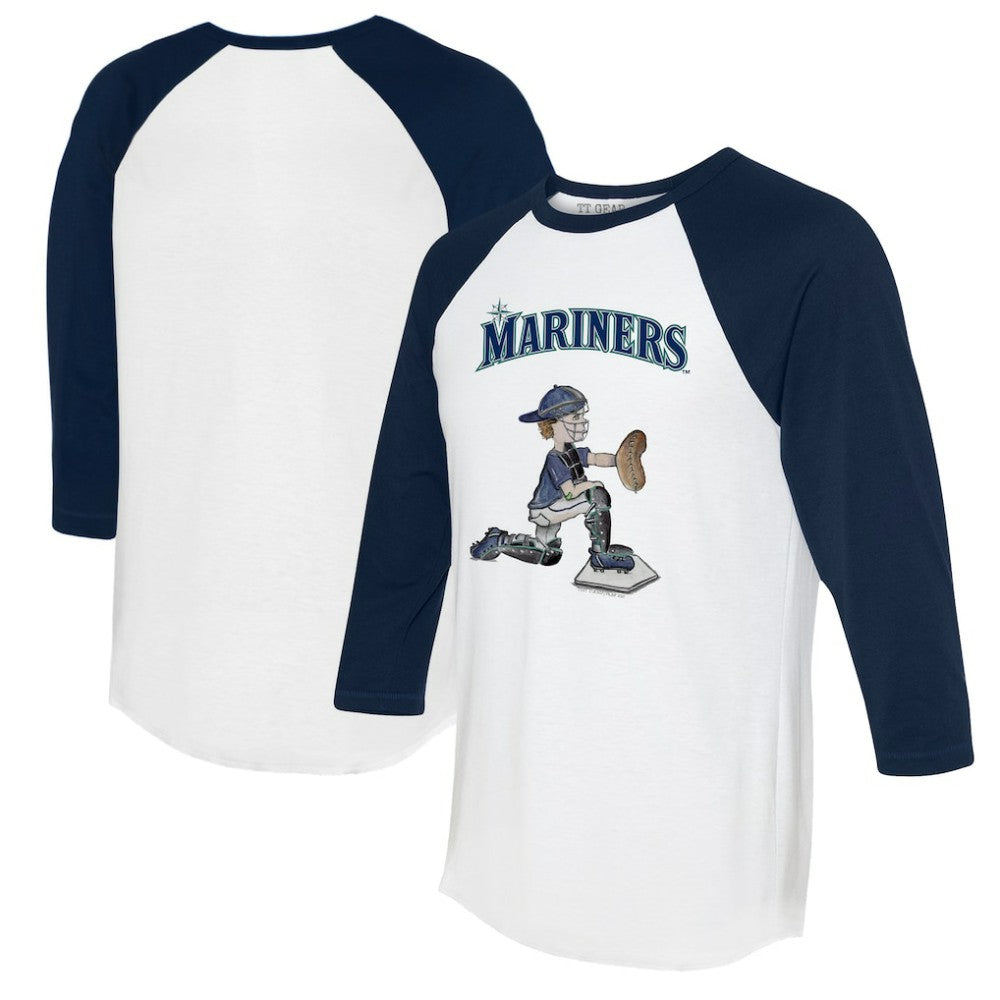 Seattle Mariners Tiny Turnip Women's Caleb 3/4-Sleeve Raglan T-Shirt - White/Navy