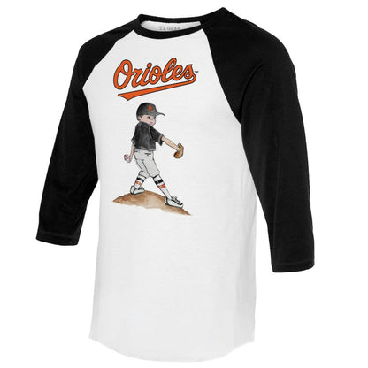 Baltimore Orioles Tiny Turnip Women's Clemente 3/4-Sleeve Raglan T-Shirt - White/Black
