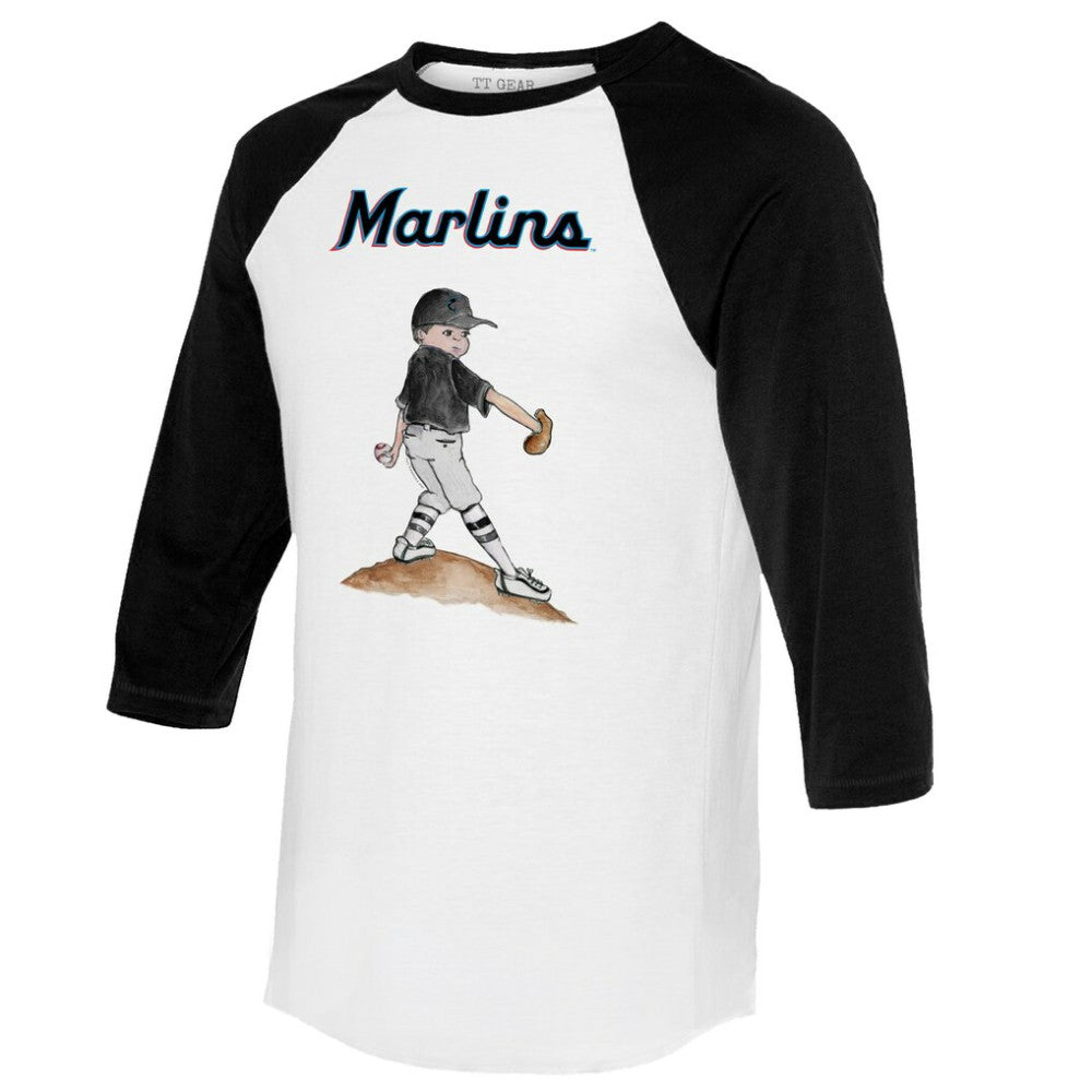 Miami Marlins Tiny Turnip Women's Clemente 3/4-Sleeve Raglan T-Shirt - White/Black
