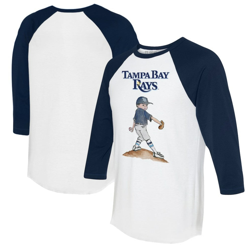 Tampa Bay Rays Tiny Turnip Women's Clemente 3/4-Sleeve Raglan T-Shirt - White/Navy