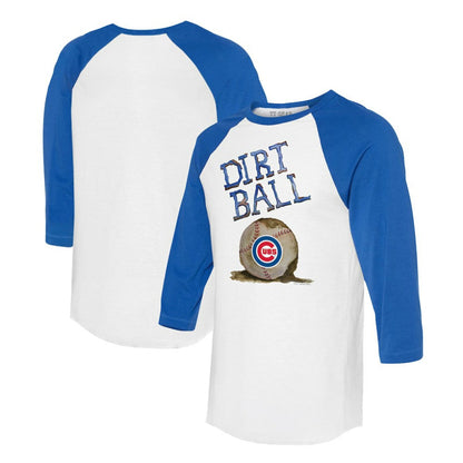 Chicago Cubs Tiny Turnip Women's Dirt Ball 3/4-Sleeve Raglan T-Shirt - White/Royal