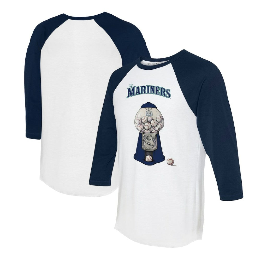 Seattle Mariners Tiny Turnip Women's Gumball Machine 3/4-Sleeve Raglan T-Shirt - White/Navy