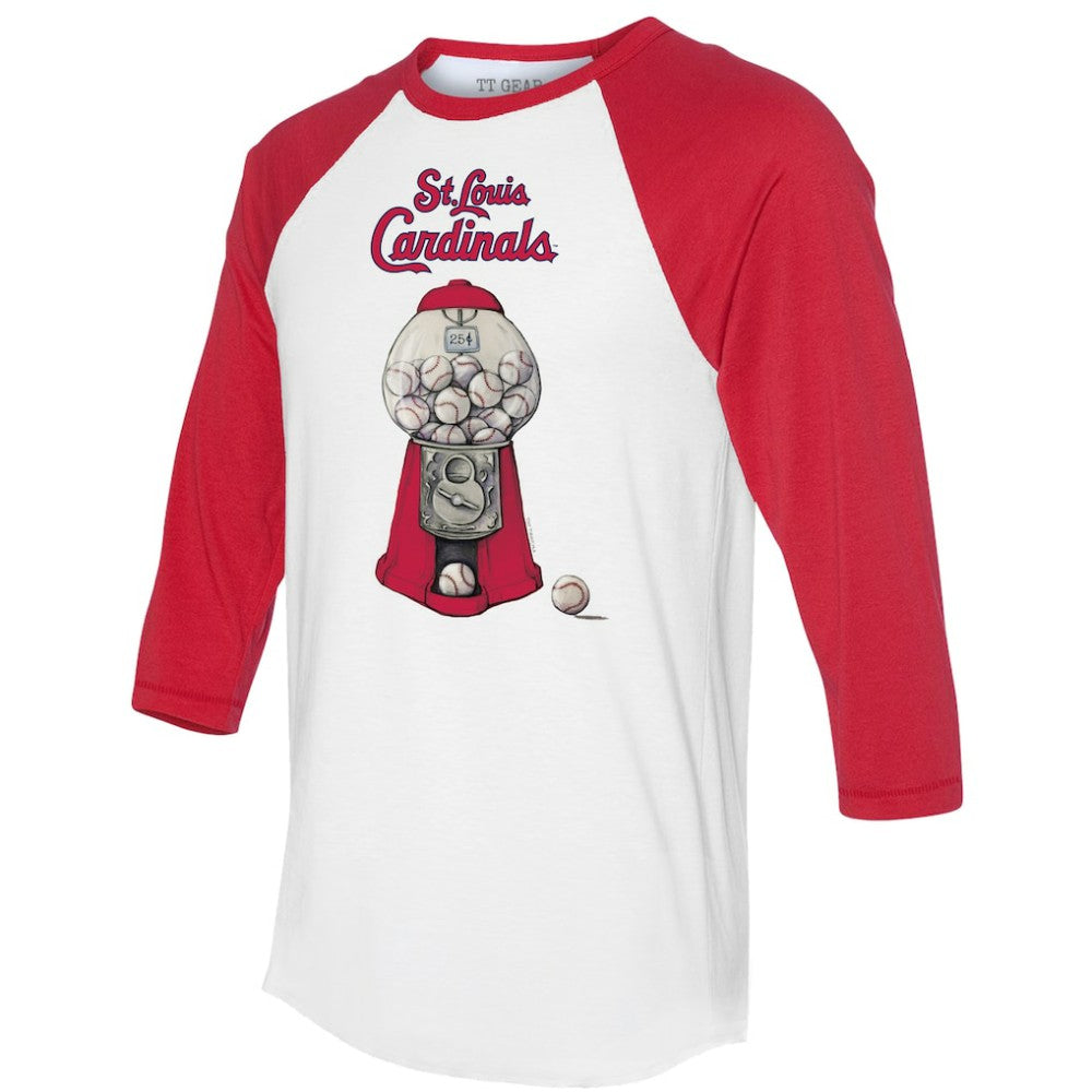 St. Louis Cardinals Tiny Turnip Women's Gumball Machine 3/4-Sleeve Raglan T-Shirt - White/Red