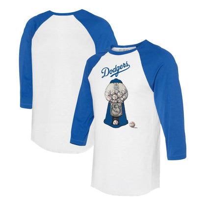 Los Angeles Dodgers Tiny Turnip Women's Gumball Machine 3/4-Sleeve Raglan T-Shirt - White/Royal