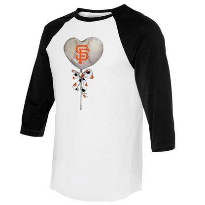 San Francisco Giants Tiny Turnip Women's Heart Lolly 3/4-Sleeve Raglan T-Shirt - White/Black