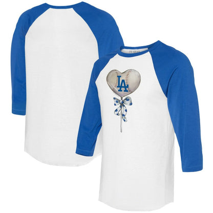 Los Angeles Dodgers Tiny Turnip Women's Heart Lolly 3/4-Sleeve Raglan T-Shirt - White/Royal