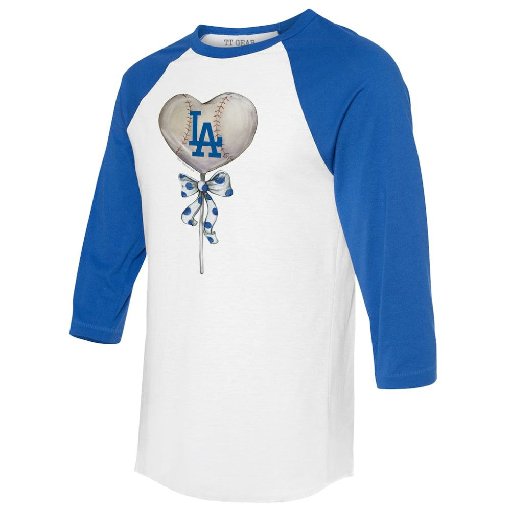 Los Angeles Dodgers Tiny Turnip Women's Heart Lolly 3/4-Sleeve Raglan T-Shirt - White/Royal
