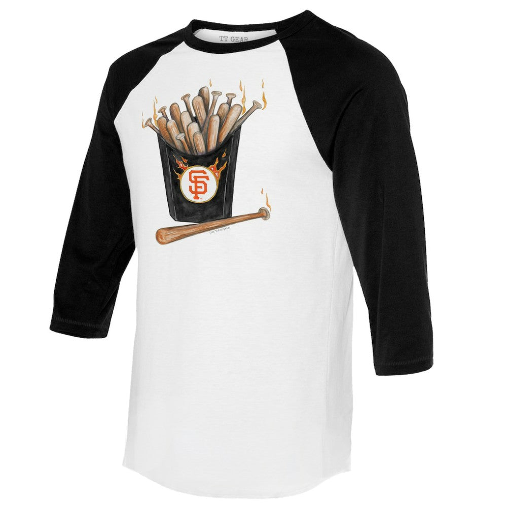 San Francisco Giants Tiny Turnip Women's Hot Bats 3/4-Sleeve Raglan T-Shirt - White/Black