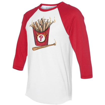 Philadelphia Phillies Tiny Turnip Women's Hot Bats 3/4-Sleeve Raglan T-Shirt - White/Red