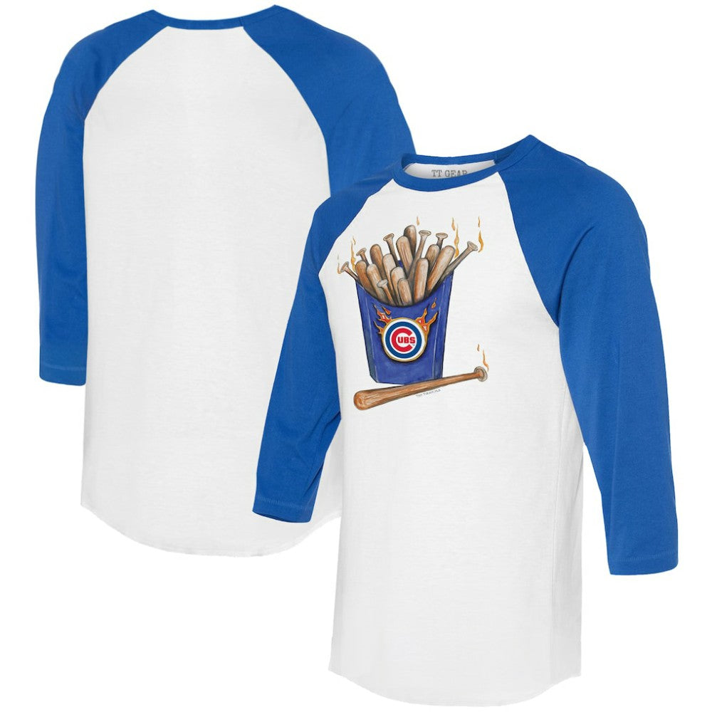 Chicago Cubs Tiny Turnip Women's Hot Bats 3/4-Sleeve Raglan T-Shirt - White/Royal