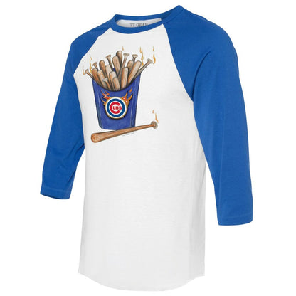 Chicago Cubs Tiny Turnip Women's Hot Bats 3/4-Sleeve Raglan T-Shirt - White/Royal