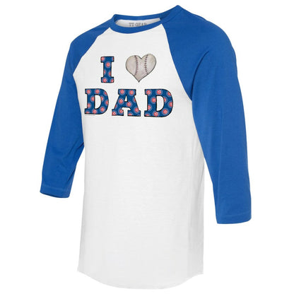 Chicago Cubs Tiny Turnip Women's I Love Dad 3/4-Sleeve Raglan T-Shirt - White/Royal