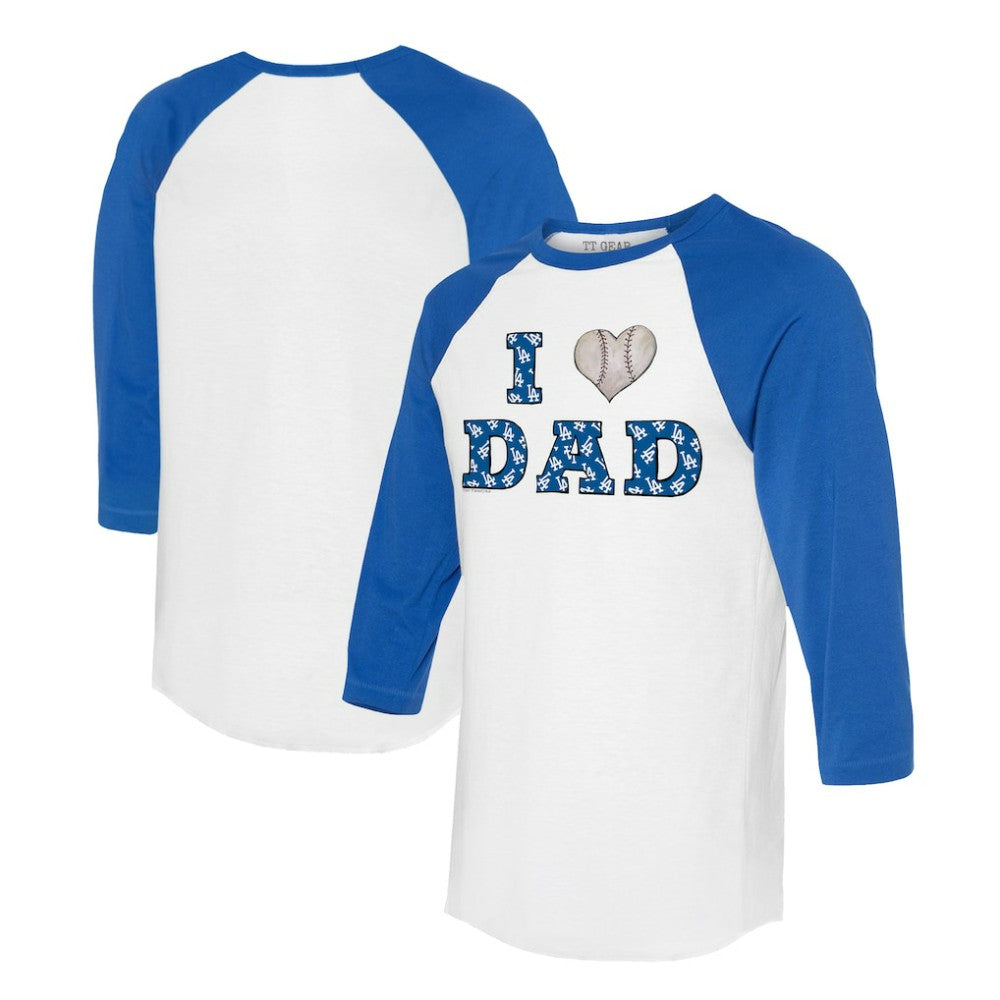 Los Angeles Dodgers Tiny Turnip Women's I Love Dad 3/4-Sleeve Raglan T-Shirt - White/Royal