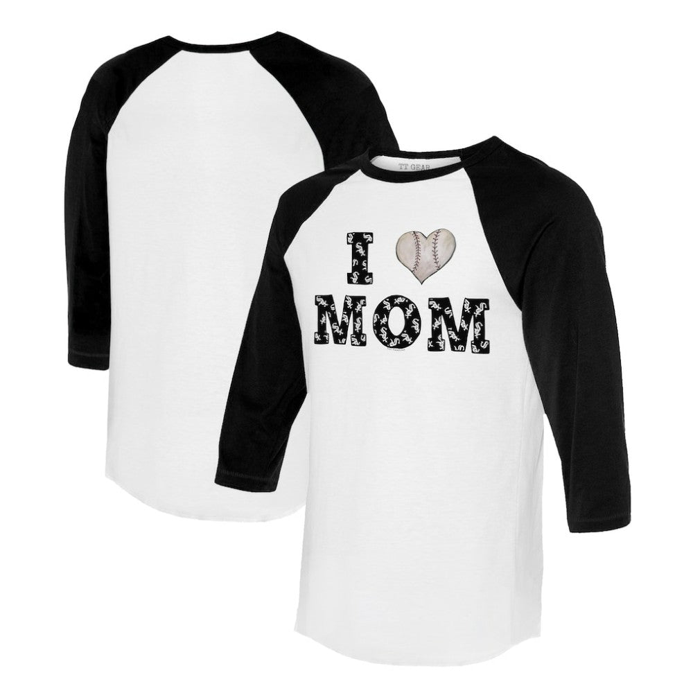 Chicago White Sox Tiny Turnip Women's I Love Mom 3/4-Sleeve Raglan T-Shirt - White/Black