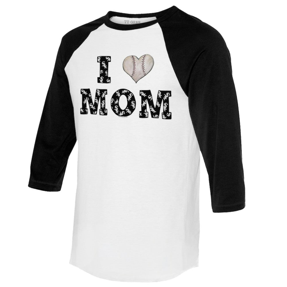 Chicago White Sox Tiny Turnip Women's I Love Mom 3/4-Sleeve Raglan T-Shirt - White/Black