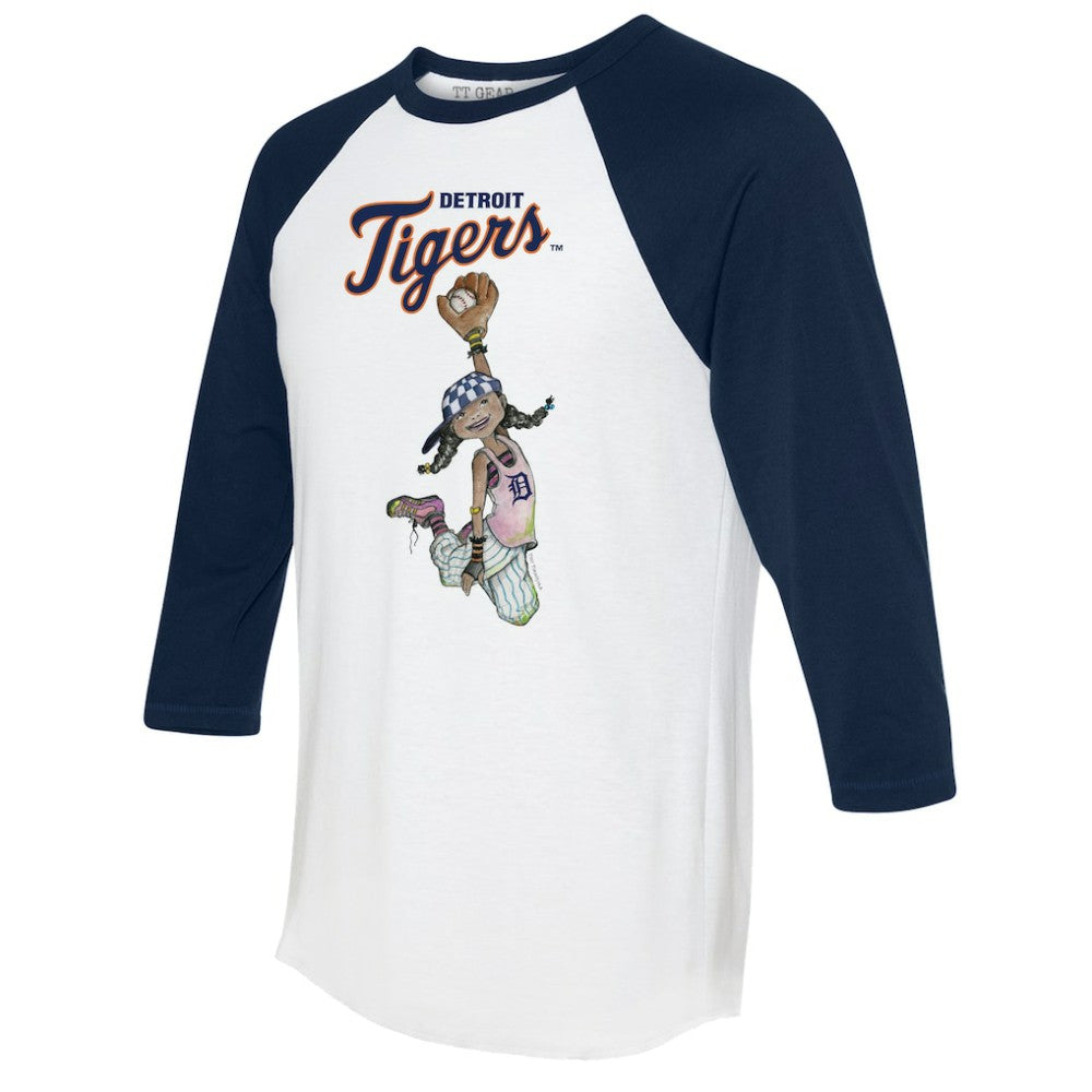 Detroit Tigers Tiny Turnip Women's Jada 3/4-Sleeve Raglan T-Shirt - White/Navy