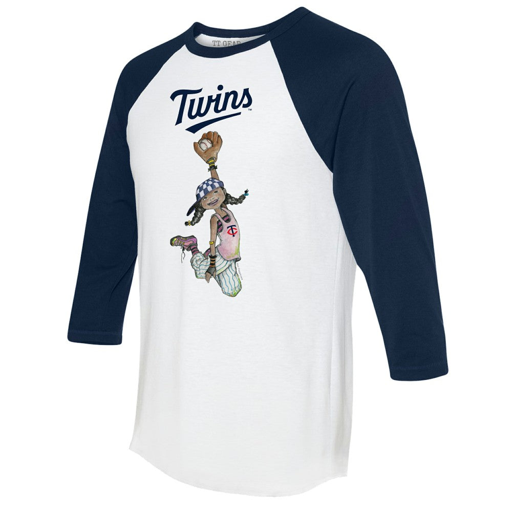 Minnesota Twins Tiny Turnip Women's Jada 3/4-Sleeve Raglan T-Shirt - White/Navy