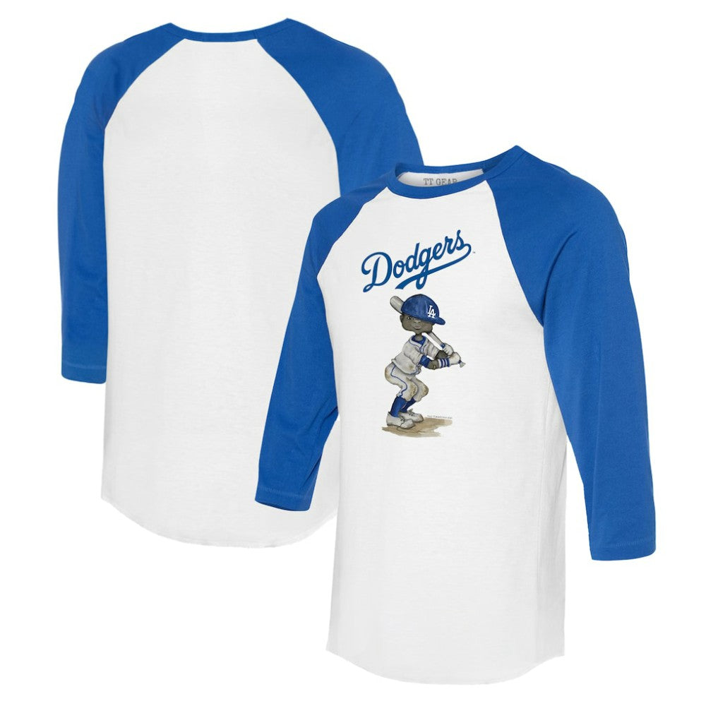 Los Angeles Dodgers Tiny Turnip Women's James 3/4-Sleeve Raglan T-Shirt - White/Royal