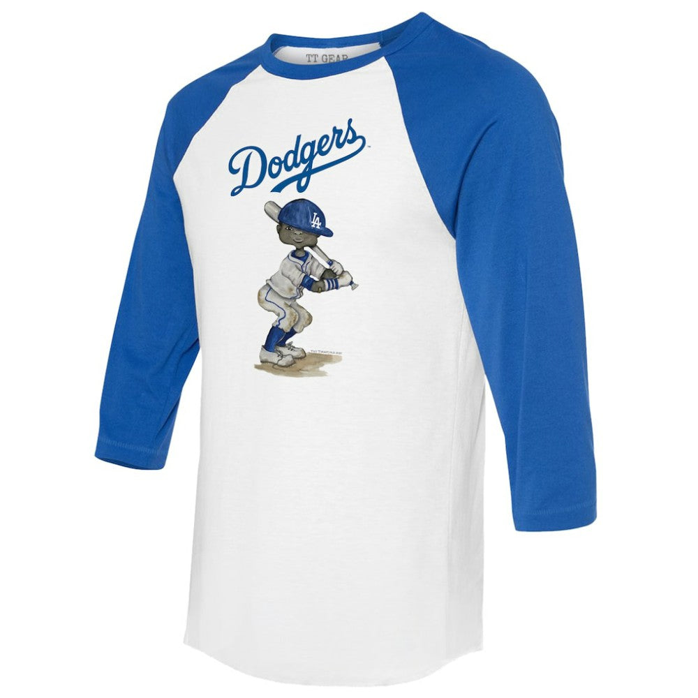 Los Angeles Dodgers Tiny Turnip Women's James 3/4-Sleeve Raglan T-Shirt - White/Royal