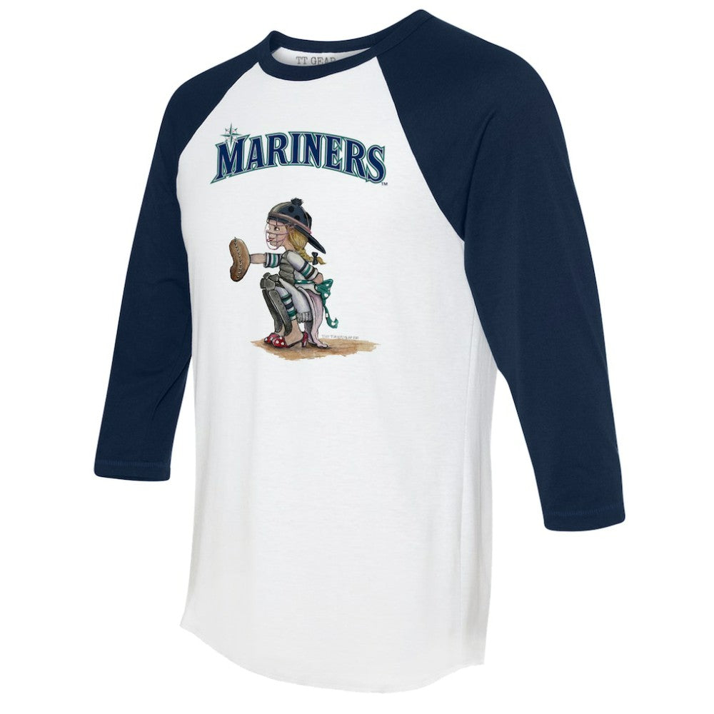 Seattle Mariners Tiny Turnip Women's Kate 3/4-Sleeve Raglan T-Shirt - White/Navy