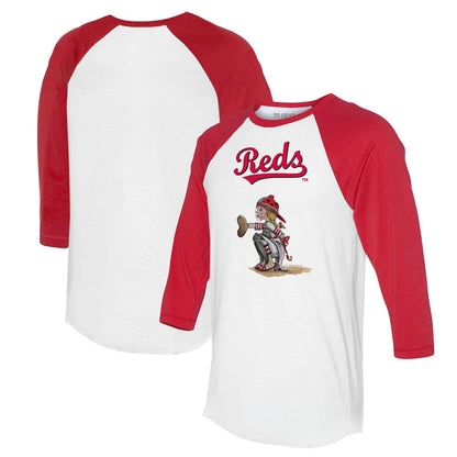 Cincinnati Reds Tiny Turnip Women's Kate 3/4-Sleeve Raglan T-Shirt - White/Red