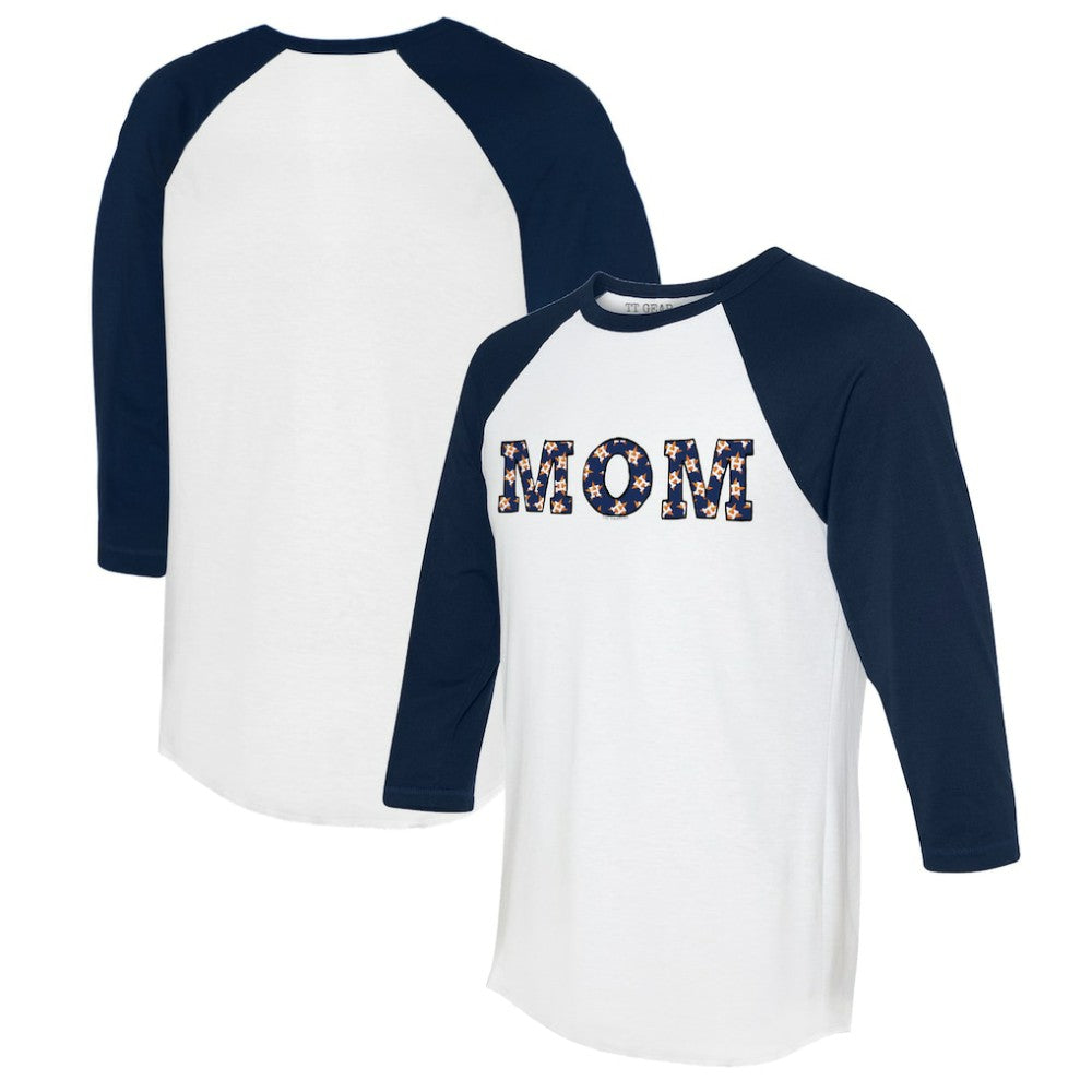 Houston Astros Tiny Turnip Women's Logo Mom 3/4-Sleeve Raglan T-Shirt - White/Navy