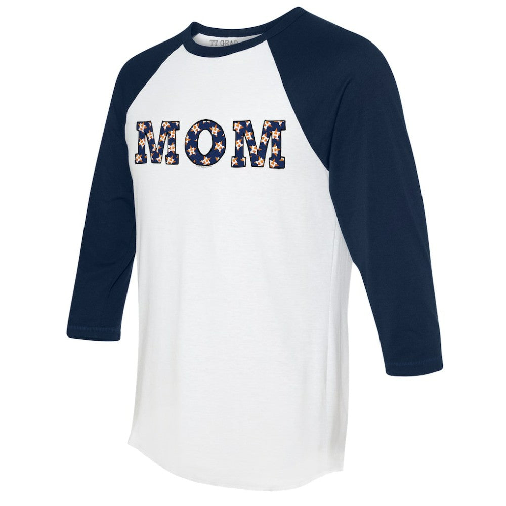 Houston Astros Tiny Turnip Women's Logo Mom 3/4-Sleeve Raglan T-Shirt - White/Navy