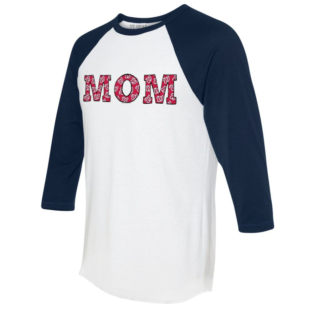 Washington Nationals Tiny Turnip Women's Logo Mom 3/4-Sleeve Raglan T-Shirt - White/Navy