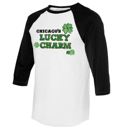 Chicago White Sox Tiny Turnip Women's Lucky Charm 3/4-Sleeve Raglan T-Shirt - White/Black