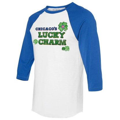 Chicago Cubs Tiny Turnip Women's Lucky Charm 3/4-Sleeve Raglan T-Shirt - White/Royal