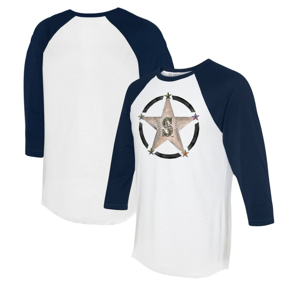 Seattle Mariners Tiny Turnip Women's Military Star 3/4-Sleeve Raglan T-Shirt - White/Navy