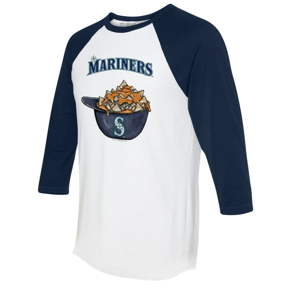 Seattle Mariners Tiny Turnip Women's Nacho Helmet 3/4-Sleeve Raglan T-Shirt - White/Navy